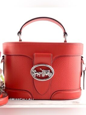 NWT COACH Georgie Gem Red Pebble Leather Top Handle Crossbody Bag